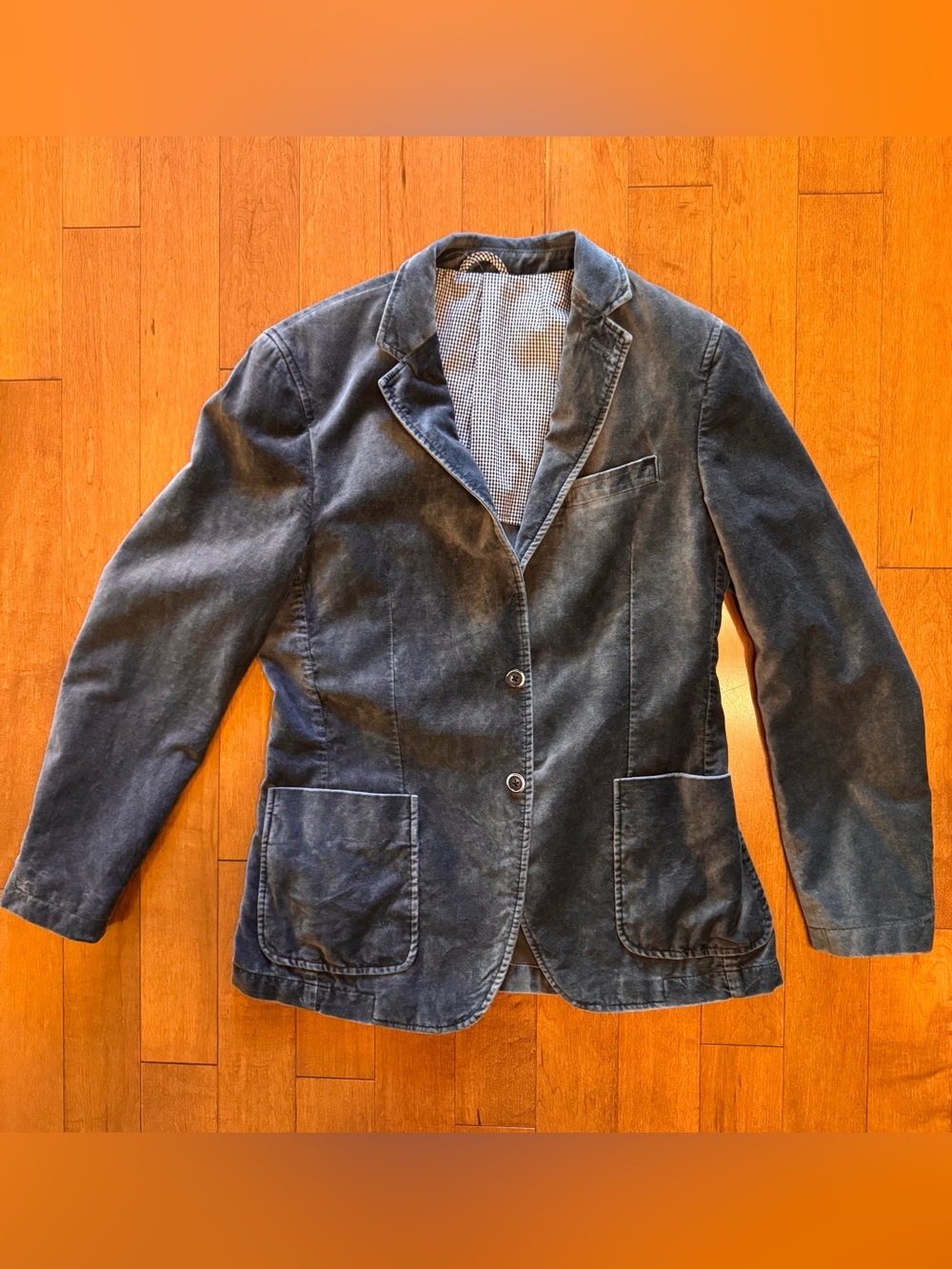 Manuel Ritz Washed Cotton Blazer 38R | Faded Indigo Blue Italian Designer